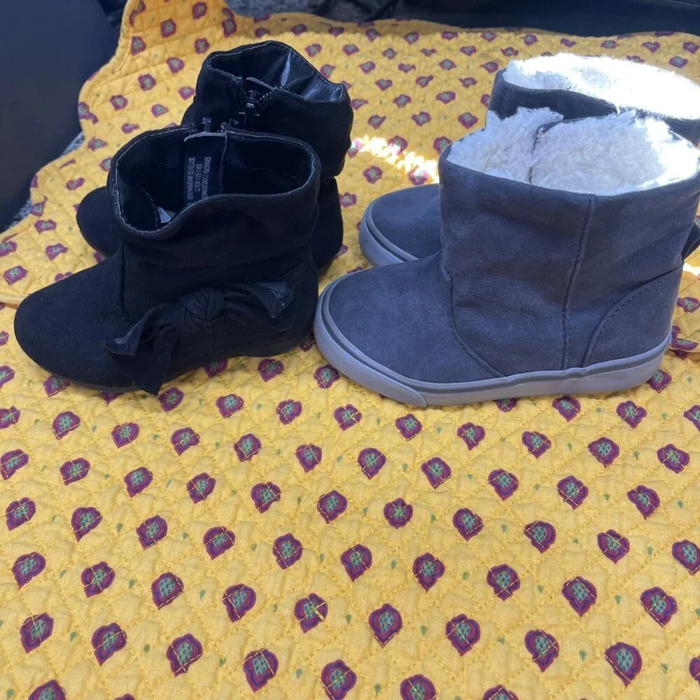 GYMBOREE ICE ALL-STAR GRAY SHERPA LINED SUEDE BOOT Sz7 AND Wonderful Nation Sz 5